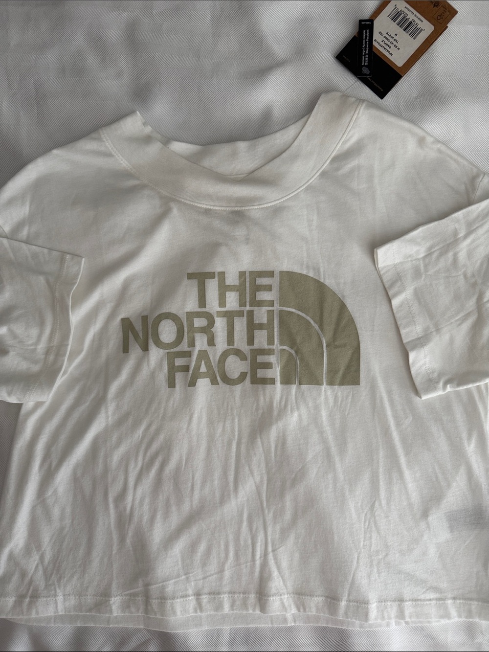 The North Face  White Tee with Khaki Logo